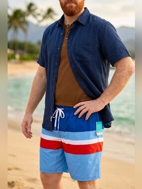 NWT Outdoor Oasis 2XLT Men's Americana Stripe Board Shorts